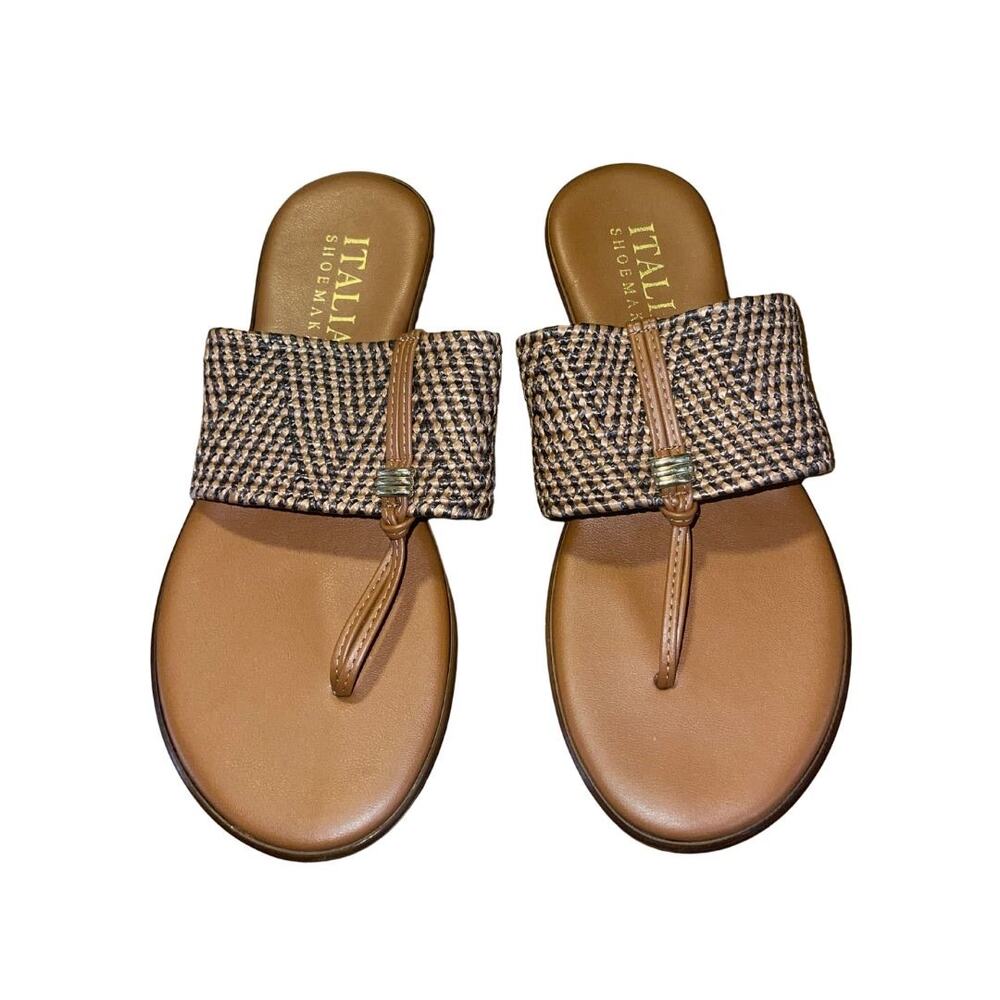 Italian Shoemaker Layna Thong Sandals Fabric T-Stap SZ 6 Made in Italy Slip-on